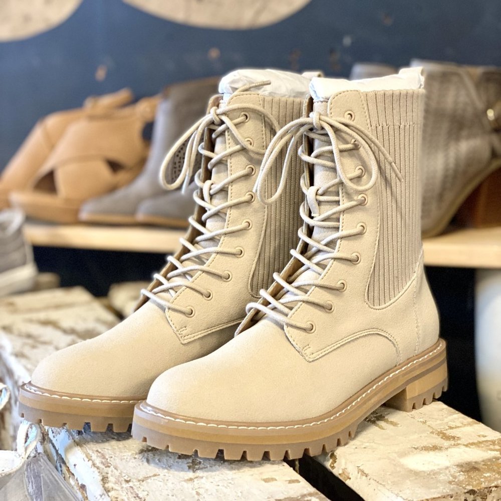 Rockstar Status Sock Style Boots-Almond
